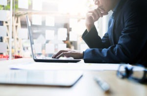 Businessman working analysis business information.